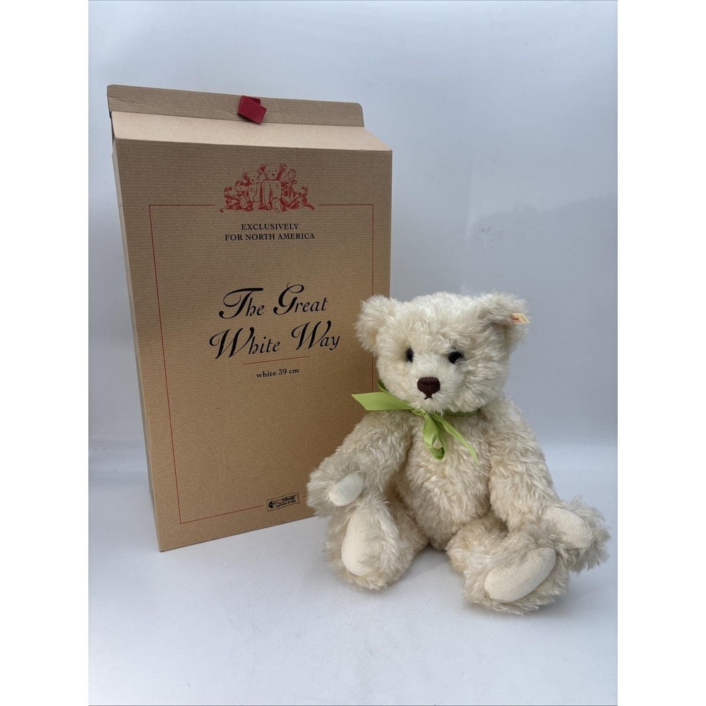 Steiff "The Great White Way" Teddy Bear 39cm White Mohair LE - no mask